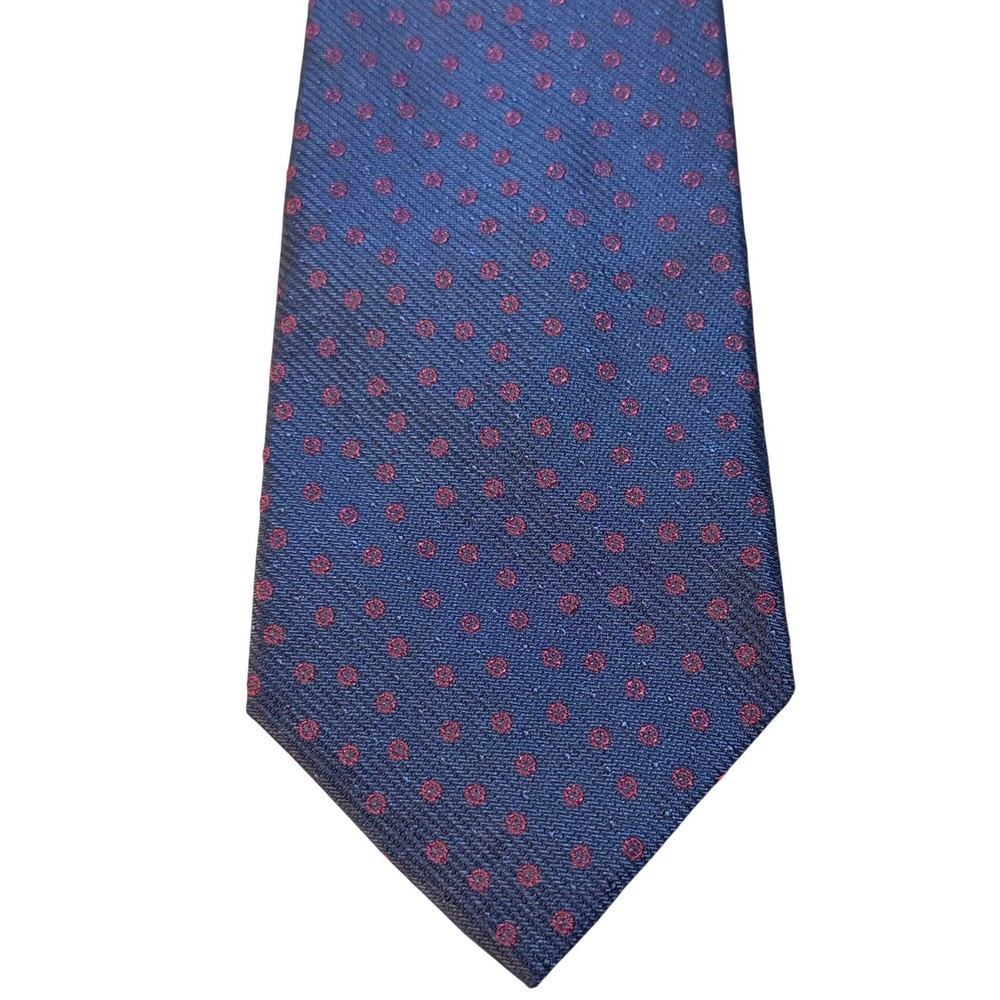 Michael Kors Silk Necktie Sz OS Navy Blue Red Dot Geometric Classic Professional